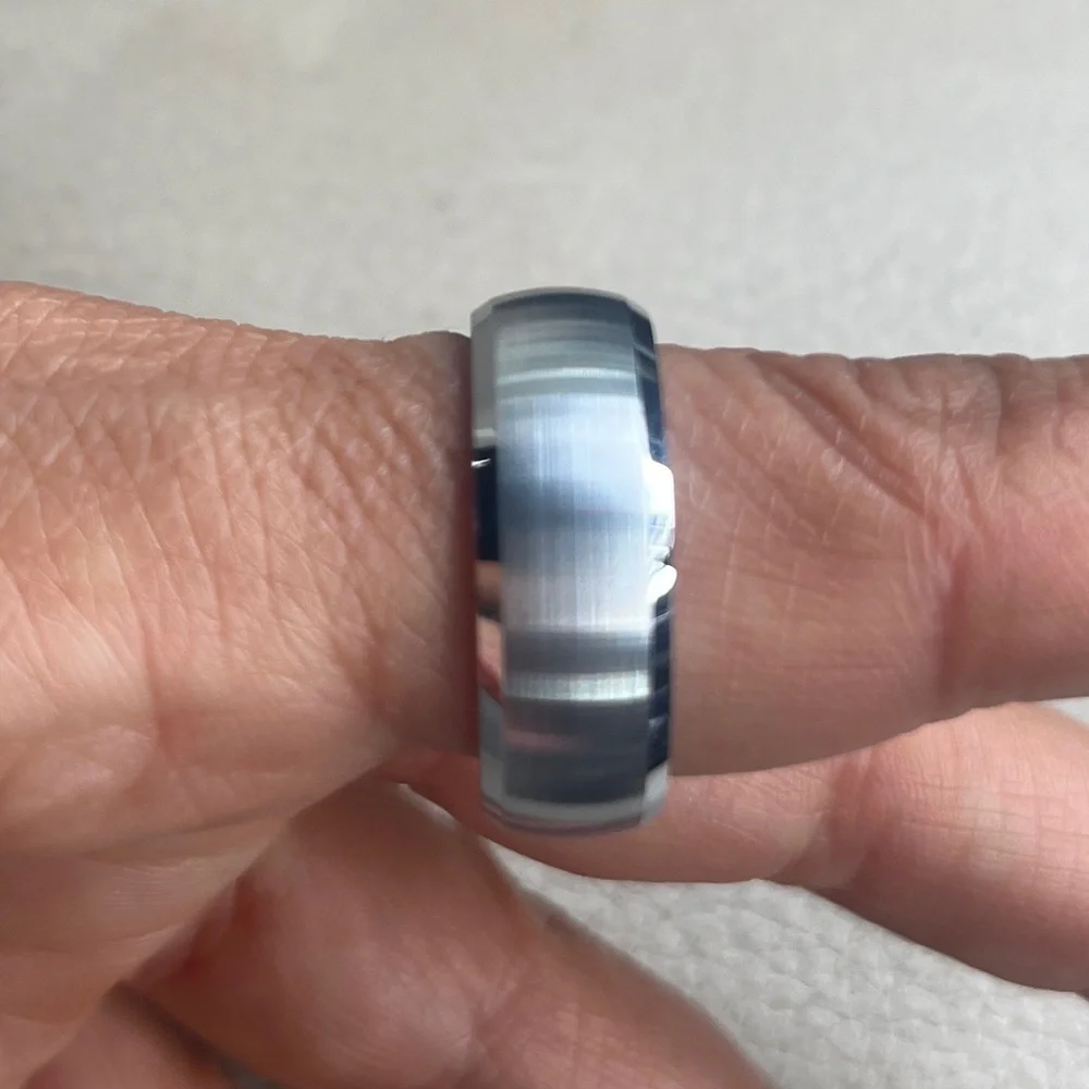 New dome 8mm CZ Tungsten Wedding Ring sizes 9 - 12